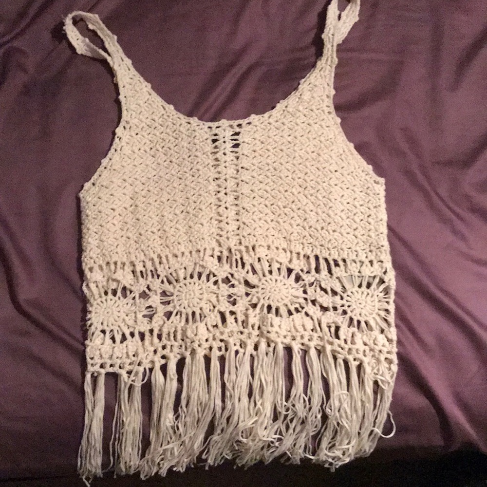 White Knitted crop top